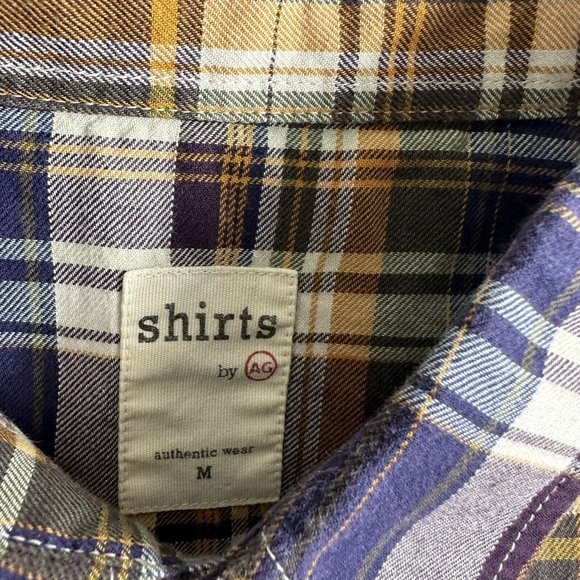 Shirts By AG Adriano‎ Goldschmied Purple Plaid Flannel Mens Size Medium Casual - Picture 6 of 9
